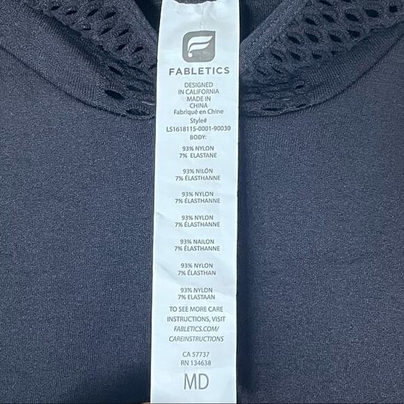Fabletics Megan Seamless Pullover Mesh Long Sleeve Hoodie Top Black Size Medium - Picture 6 of 10